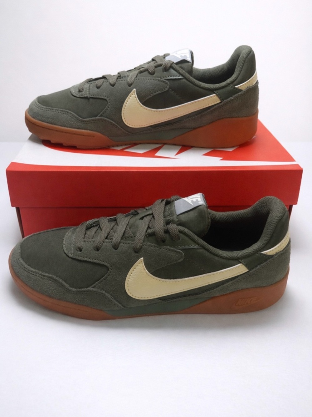 Nike Olive & Cream Low-Top Sneakers with Gum Sole